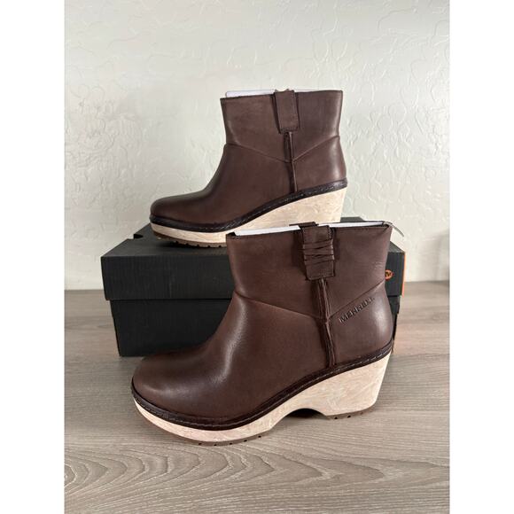 Merrell Halendi Bluff Women's Boots Booties Espresso Brown Size 6.5 EU 37- NIB - Picture 2 of 7